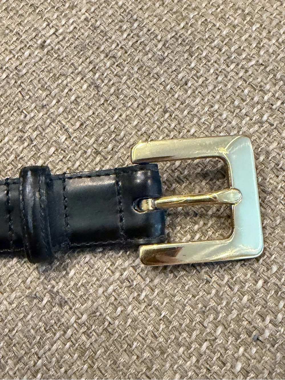 EUC - Vintage Coach Black Leather Belt with Gold Square Buckle - Small